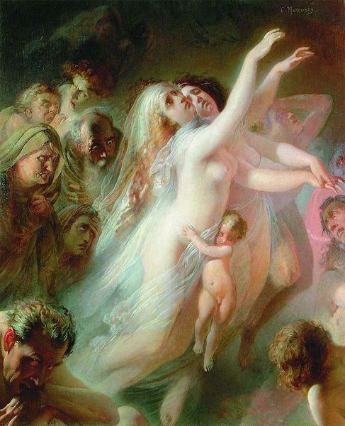 Konstantin Makovsky Charon transfers the souls of deads over the Stix river oil painting image